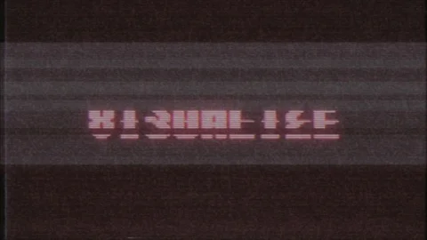 Retro videogame VISUALIZE word text computer tv glitch interference noise screen Stock Footage 89778645