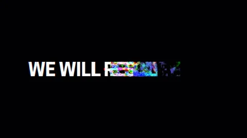 Retro videogame WE WILL RESOLVE YOU text computer old tv glitch interference Stock Footage 103049690