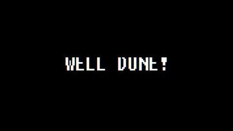 Retro videogame WELL DONE text computer old tv glitch interference noise screen Stock-Footage 87216367