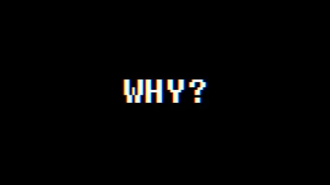 Retro videogame WHY word text computer tv glitch interference noise screen Stock Footage 89778863