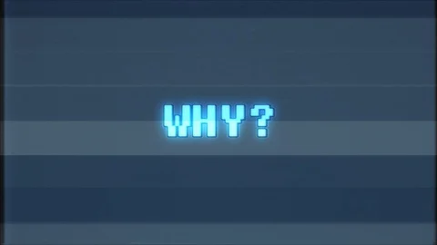 Retro videogame WHY word text computer tv glitch interference noise screen Stock Footage 89778930