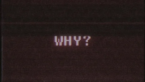 Retro videogame WHY word text computer tv glitch interference noise screen Stock Footage 89778972