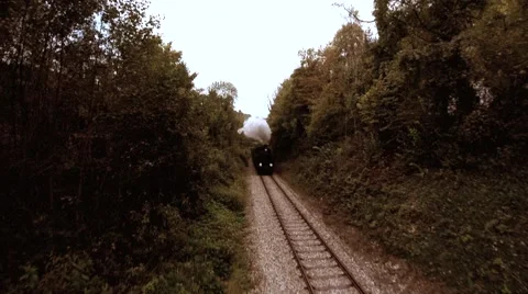 Retro vintage background of old nostalgic steam train locomotive Stock Footage 64540309