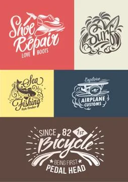 Retro vintage badges. Set of vector design isolated elements Stock Illustration