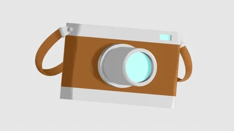 Retro vintage camera on transparent background. Looped fake 3D animation Stock Footage 234747443