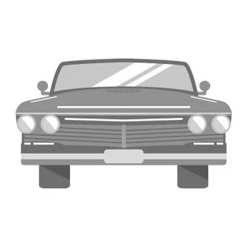Retro the vintage car the front view on headlights and a windshield and a fro Stock Illustration