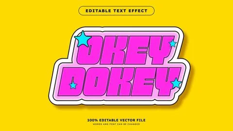Retro vintage editable text effect okey dokey 3d cartoon style Illustrazione stock