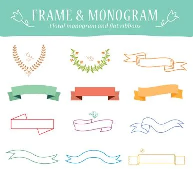 Retro vintage elements vector set with ribbons, labels, badges Illustrazione stock