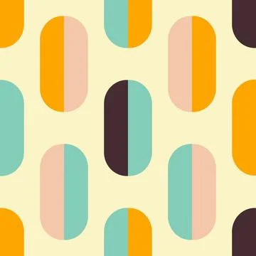 Retro vintage Mid Century pattern in 70s style. Vector illustration Illustrazione stock