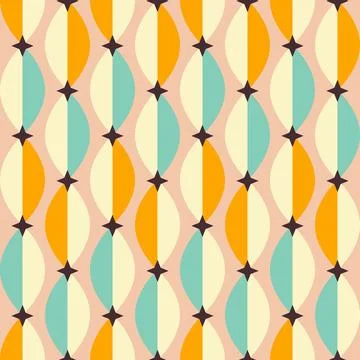 Retro vintage Mid Century pattern in 70s style. Vector illustration Stock Illustration
