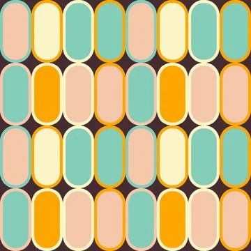 Retro vintage Mid Century pattern in 70s style. Vector illustration イラスト素材