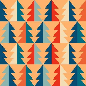 Retro vintage pattern with Christmas trees Stock Illustration