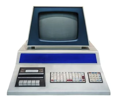 Retro Vintage Personal Computer (PC) WIth Keyboard, Monitor And Audio Cassette Stock Photos