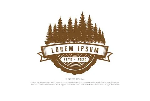 Retro Vintage Pine Cedar Spruce Evergreen Fir Hemlock Larch Cypress Trees F.. Illustrazione stock