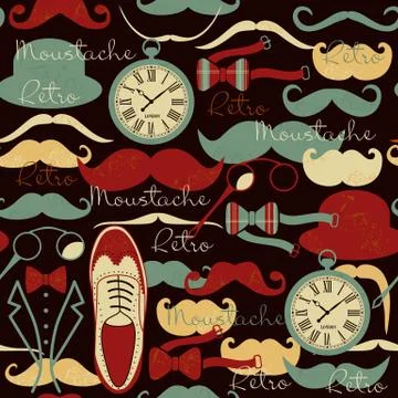 Retro vintage seamless pattern on white background. Stock Illustration