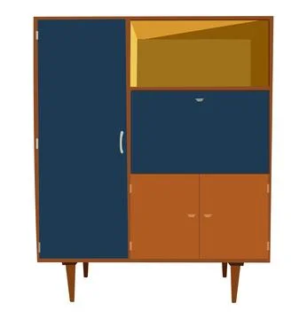 Retro vintage sideboard vector isolated on white. Stock Illustration