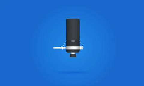 Retro vintage studio microphone on light blue background. Stock Illustration