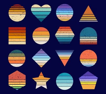 Retro vintage sunset bundle for t-shirt design Stock Illustration