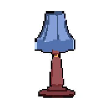 Retro vintage table lamp pixel art vector illustration Stock Illustration