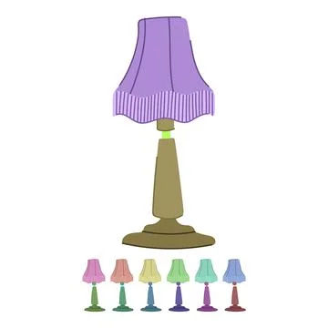 Retro vintage table lamp vector cartoon graphic Stock Illustration