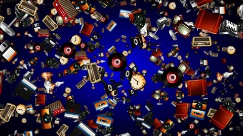 Retro Vintage Technology and Electronics Falling Against 库存影片 329008582