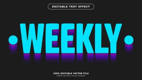 Retro Vintage Text Effect Blue and Purple Layered Outline Style Stock Illustration