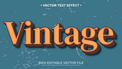 Retro vintage text effect Editable text effect 스톡 일러스트