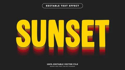 Retro Vintage Text Effect Sunset Layered Outline Style Stock Illustration