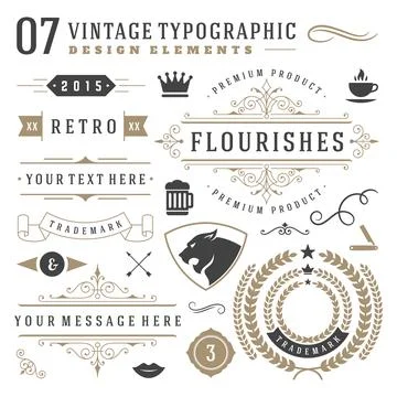Retro vintage typographic design elements Stock Illustration