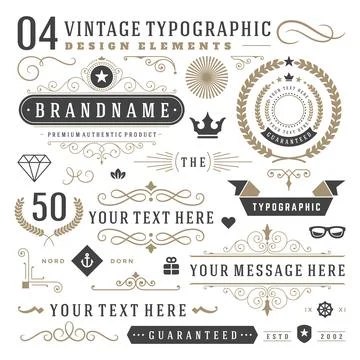 Retro vintage typographic design elements Stock Illustration