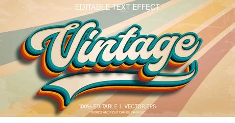 Retro vintage vector text effect with modern style design Stock Illustration