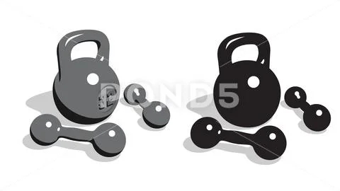 Retro vintage weights and dumbbells for strength athletic training Stock Illustration
