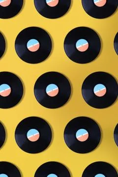 Retro vinyl pattern on yellow background Foto stock