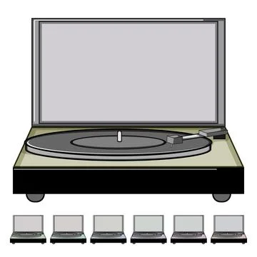Retro vinyl player cartoon vector graphic Stock Illustration
