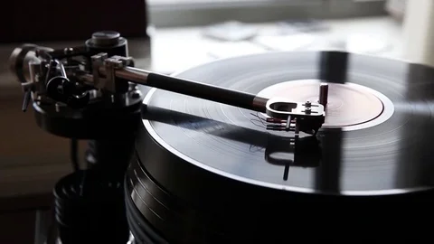 Retro Vinyl player close up Stock Footage 72079323