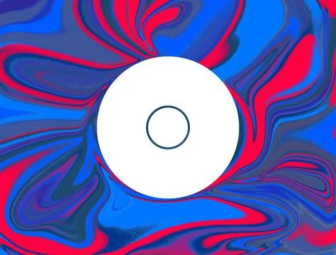 Retro Vinyl Record or CD Concept with Psychedelic Fluid Art Background Stock Illustration