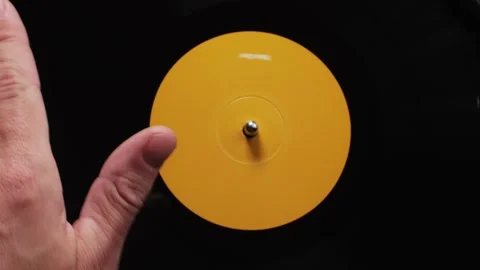 Retro Vinyl record player playing music, close-up macro shot of vintage LP disc Stock Footage 263083695
