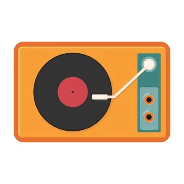 Retro Vinyl Record Player Vector. Vintage Turntable Illustration. Flat Stock Illustration