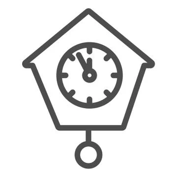 Retro wall clock line and solid icon. Cuckoo watch outline style pictogram on Stock Illustration