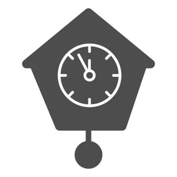 Retro wall clock line and solid icon. Cuckoo watch outline style pictogram on Stock Illustration
