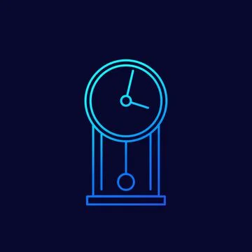 Retro wall clock line vector icon Stock Illustration