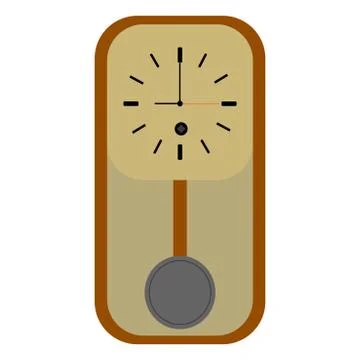 Retro wall clock with a mechanical pendulum. Stock Illustration