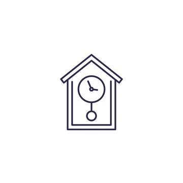 Retro wall watch vector line icon Illustrazione stock