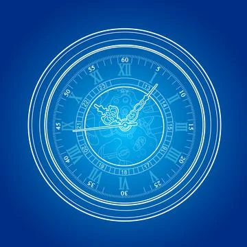 Retro watch vector sketch simple line illustration Stock Illustration