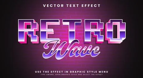 Retro Wave 3d editable text style Illustration