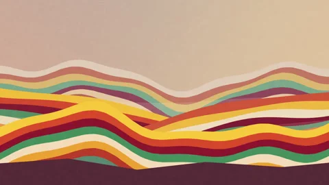 Retro wave animation loop, vintage landscape, colorful wavy lines Stock Footage 347213062