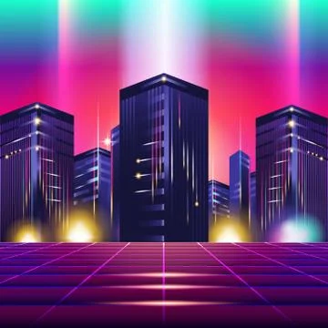 Retro Wave City Background Stock Illustration