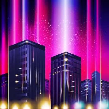 Retro Wave City Background Stock Illustration
