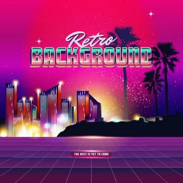 Retro Wave City Background Stock Illustration