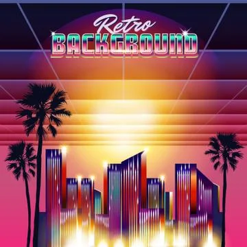Retro Wave City Background Stock Illustration